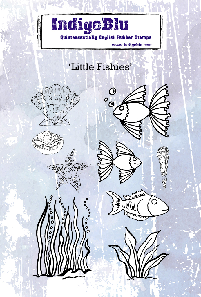 Little Fishies A6 Red Rubber Stamp